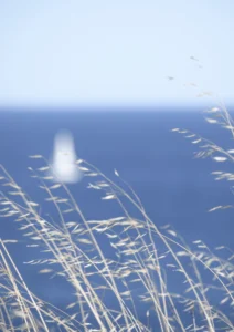 Blue background and white ethereal sail