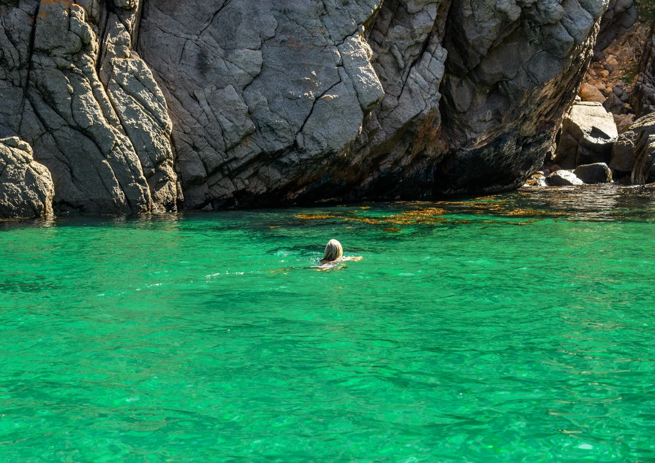 Swimming in Salmon inlet shaded such a brilliant green.