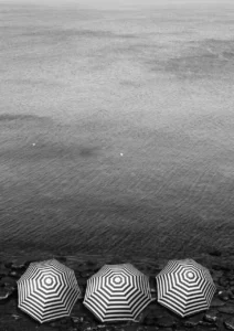 Three beach umbrellas