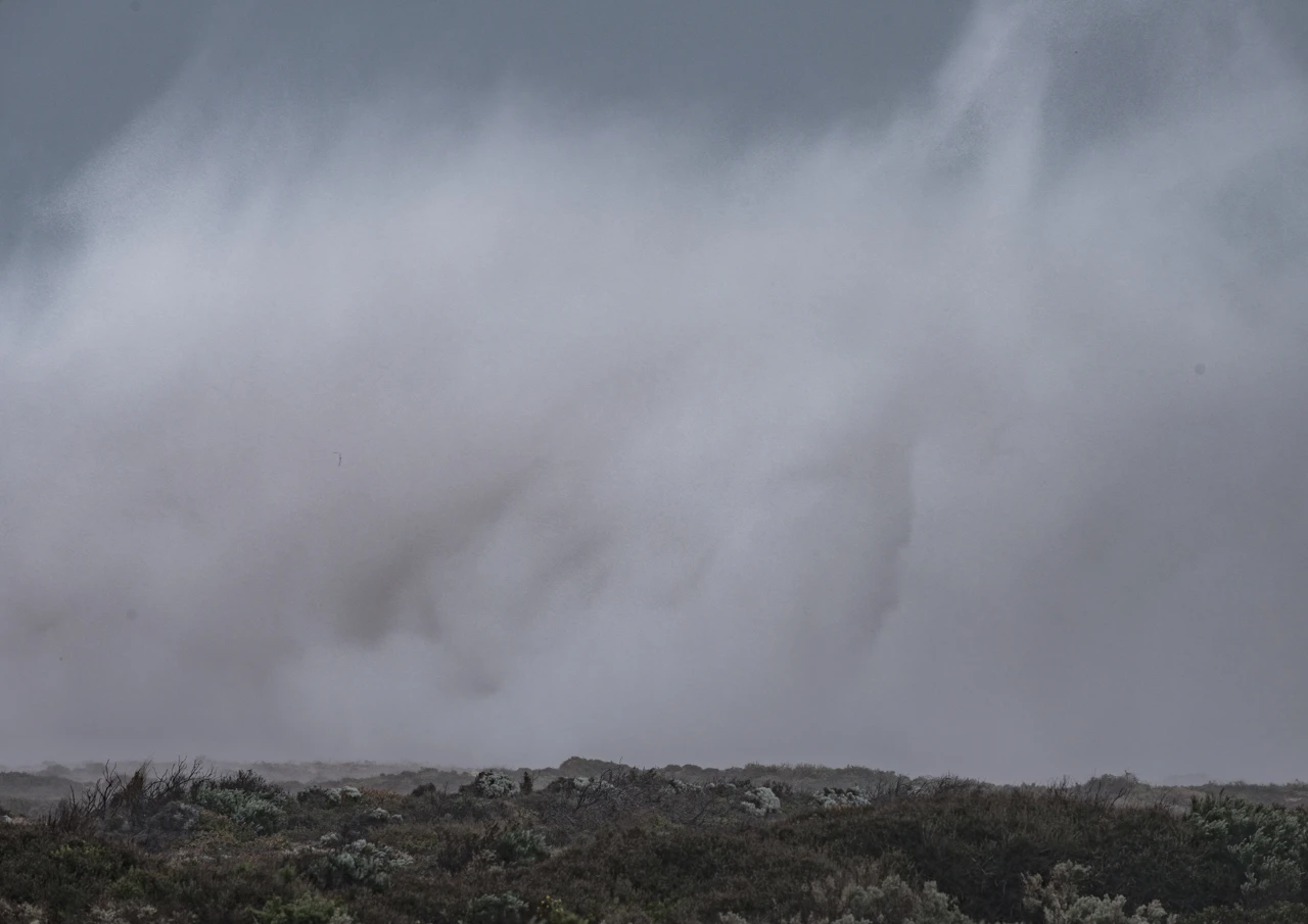 Mist and seaspray in the air huge storm