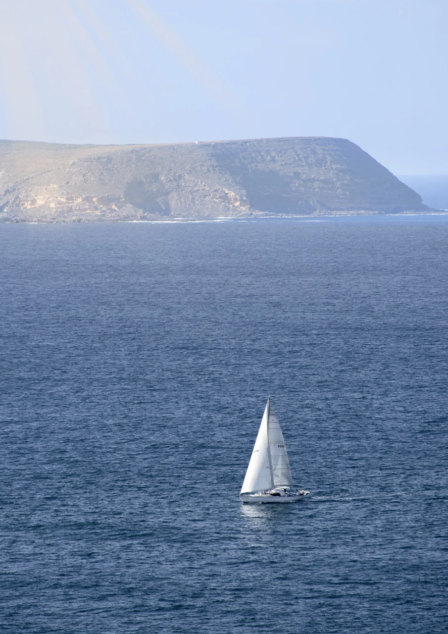 Yacht sails in a beautiful blue ocean