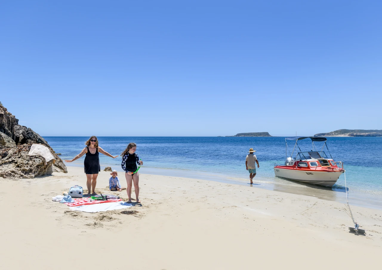 Setting up on the beach on an uninhabited island