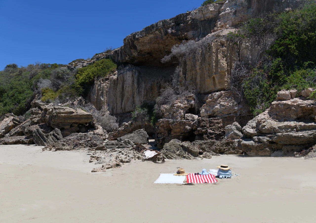 Our towels on the beach